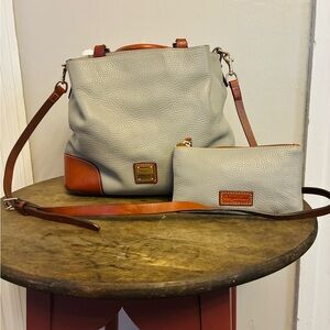 Dooney & Bourke Pebble Grain Brenna Satchel in Elephant w/ matching pouch